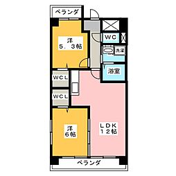 ベルデュール 2LDKの間取図画像
