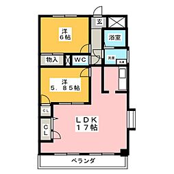 ロイヤル百番館 2LDKの間取図画像