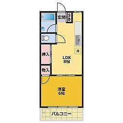 大野マンション 1LDKの間取図画像