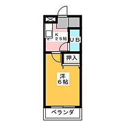 グリンハイツ安藤 1Kの間取図画像