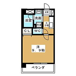 Ｃｈｅｒｒｙ　Ｓｕｉｔｅ 3階1Kの間取り