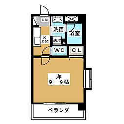 Ｃｈｅｒｒｙ　Ｓｕｉｔｅ 3階1Kの間取り