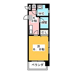 Ｎ・フラッツ浄心 3階1Kの間取り
