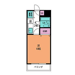 キャッスルウエスト 3階1Kの間取り