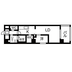 THE GD ONE 6階ワンルームの間取り