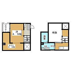 サンエイブリッジ2 1Kの間取図画像