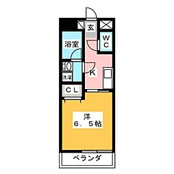 プレミアム浅間町 9階1Kの間取り