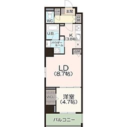 PoliCuadro Tower I 9階1LDKの間取り