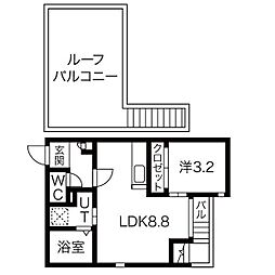 Grandtic Castle 2階1LDKの間取り