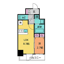 ルネフラッツ庄内通駅前 14階1LDKの間取り