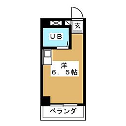 ドミトリー平和 ワンルームの間取図画像