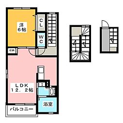 イルレジーナI 3階1LDKの間取り