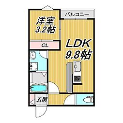 LECOCON枇杷島 2階1LDKの間取り