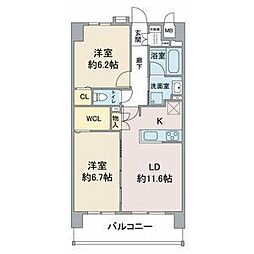 ミラベル浄心 2階2LDKの間取り