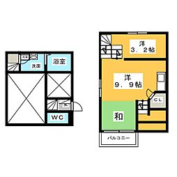 名古屋市営鶴舞線 庄内通駅 徒歩5分の賃貸アパート 2階ワンルームの間取り