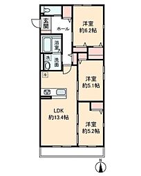 ＨＥＩＭ　ＭＡＩＳＯＮ　庄内通駅東　A棟 1階3LDKの間取り