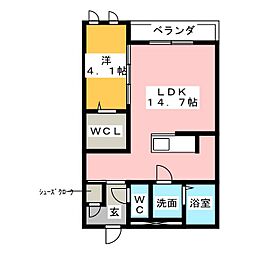セントラルガーデン名駅東 2階1LDKの間取り