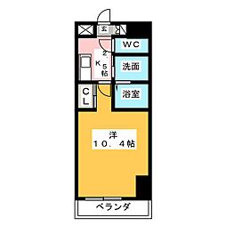 ランドハウス浄心 2階1Kの間取り