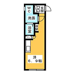 名古屋市営鶴舞線 浄心駅 徒歩4分の賃貸アパート 1階ワンルームの間取り