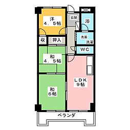 上名古屋ハイツ 4階3LDKの間取り