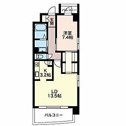 金翔レジデンスIII 4階1LDKの間取り