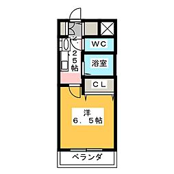 プレサンス名古屋城前ラバンカ 4階ワンルームの間取り