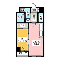 Ｐｕｒａ　Ｖｉｄａ幅下 7階1LDKの間取り