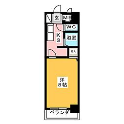 ベル名駅 1Kの間取図画像