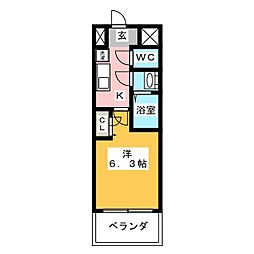 プレサンス名古屋幅下ファビュラス 1Kの間取図画像