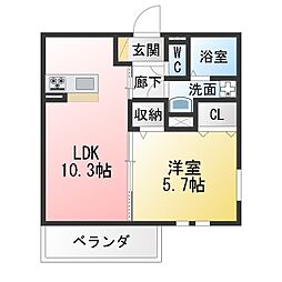 仮)ユアメゾン花の木 1LDKの間取図画像