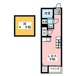 フレクール浄心 ワンルームの間取図画像