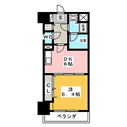 アスピラシオン名駅 1DKの間取図画像