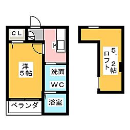 AKレジデンス2 1Kの間取図画像