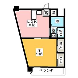 アベニュー22 1DKの間取図画像