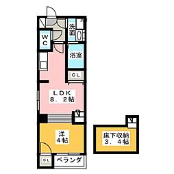 ハーモニーテラス城北町1 1LDKの間取図画像