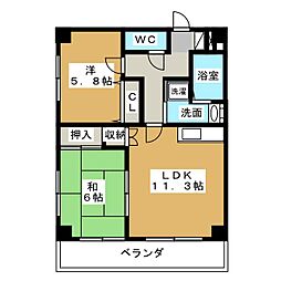 サウステラス 2LDKの間取図画像