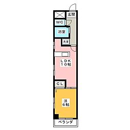 プリミエール枇杷島 1LDKの間取図画像