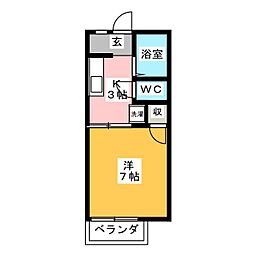 パル枇杷島A棟 1Kの間取図画像