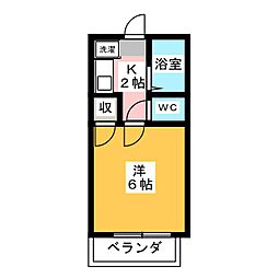 セゾン則武 1Kの間取図画像