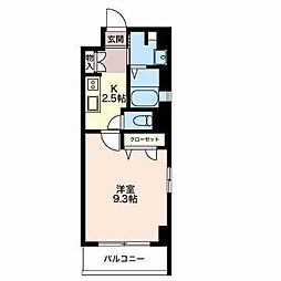 トリニティ那古野 1Kの間取図画像