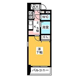 CREA花の木 1Kの間取図画像