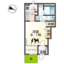 サン・クラシオン 1Kの間取図画像