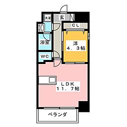 レジデンシア花の木 1LDKの間取図画像