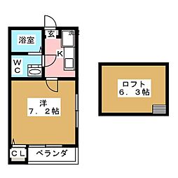 ルーエ1番館 1Kの間取図画像