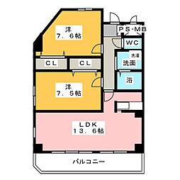 ルーブルM・K 2LDKの間取図画像