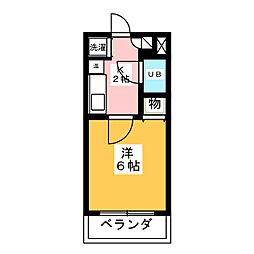 キャッスルウエスト 1Kの間取図画像