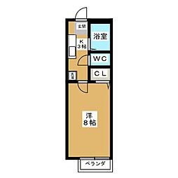 ドミート名塚 1Kの間取図画像