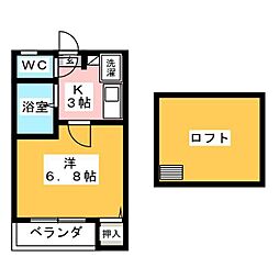 プルミエ 1Kの間取図画像