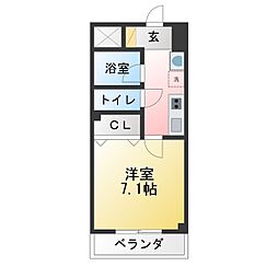 スカイコート天塚 1Kの間取図画像