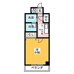 ラクラス浅間町 1Kの間取図画像